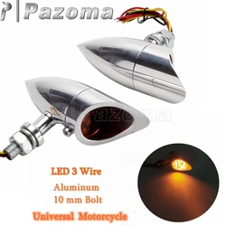 Vintage Motorcycle Turn Signals LED Aluminum Moto Signal Lamp For Chopper Bobber Cruiser Custom Amber Blinker Indicator Light