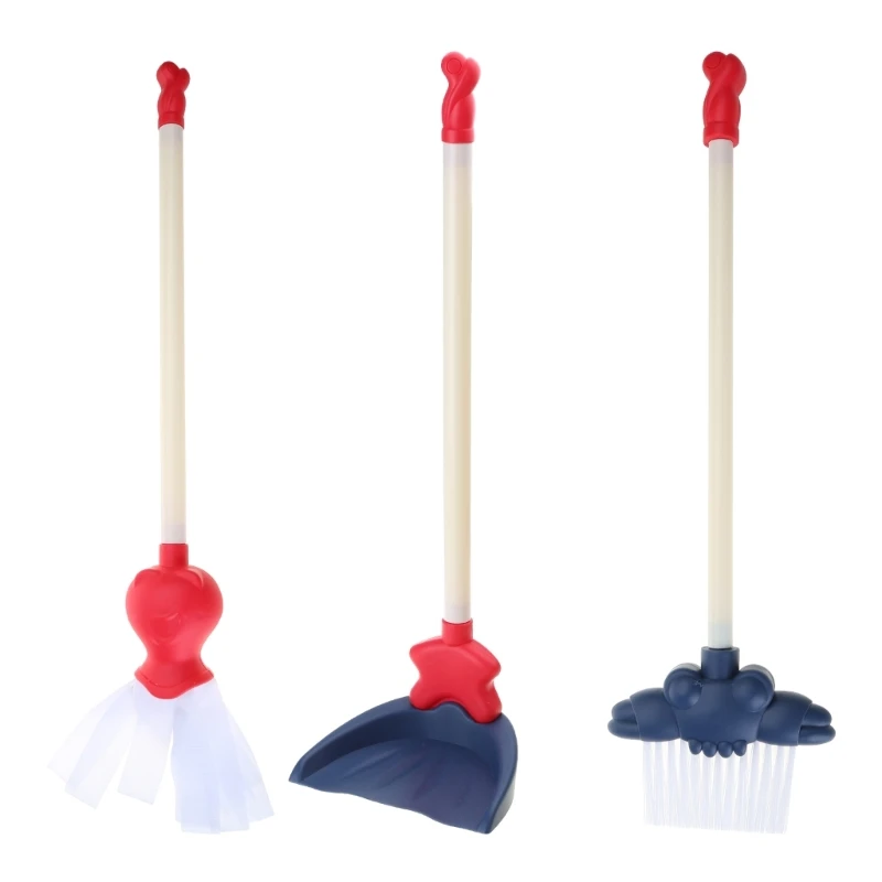 Kids Cleaning for Play Set Durable Housekeeping Broom Dustpan Mop Towing Bucket Soap Brush Bathroom Cleaning