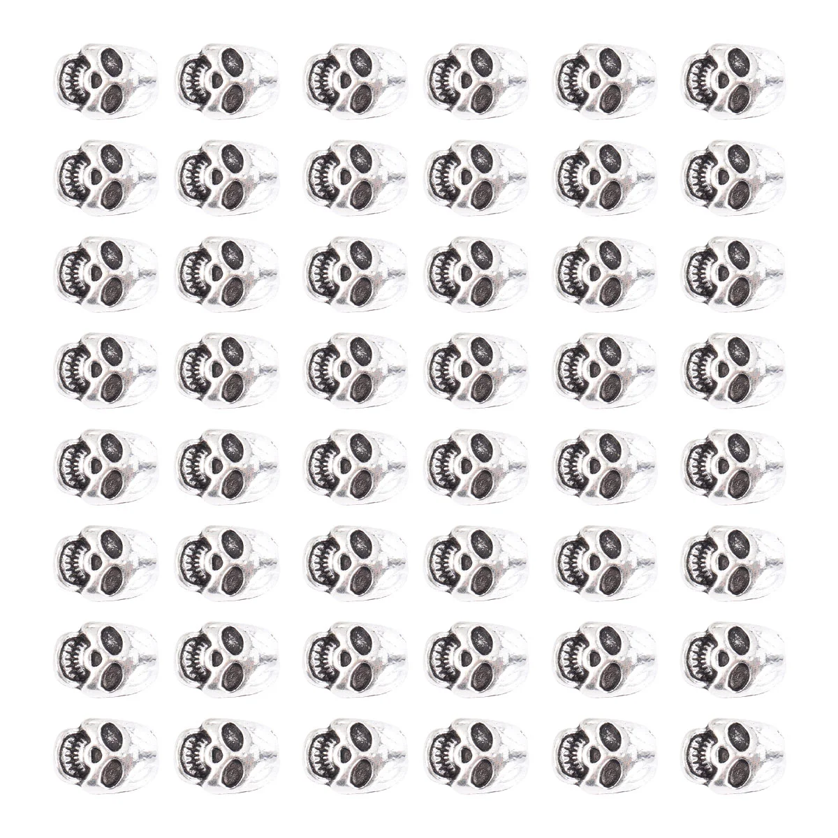 50 Pcs Tibetan Silver Skull Spacer Beads Bracelets DIY Accessories for Kit Alloy Jewelry Making Child