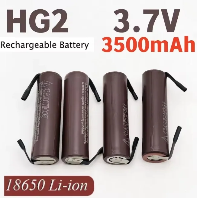 Batteria al litio 18650, 3500 mAh, 3,7 V, 25 A, modello HG2, per utensili elettrici, batteria ricaricabile 18650 + foglio di nichel.