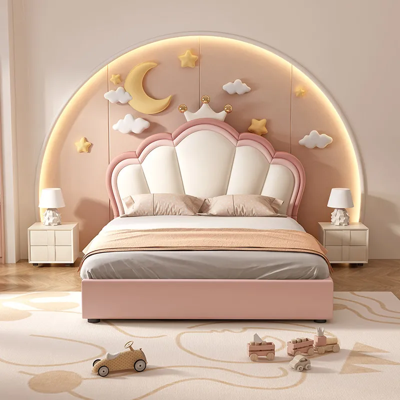 

Girls Baby Bed Bedroom Queen Double Children Luxury Modern Floor Design Wooden Bed Sleeping Letto Matrimoniale Home Furniture