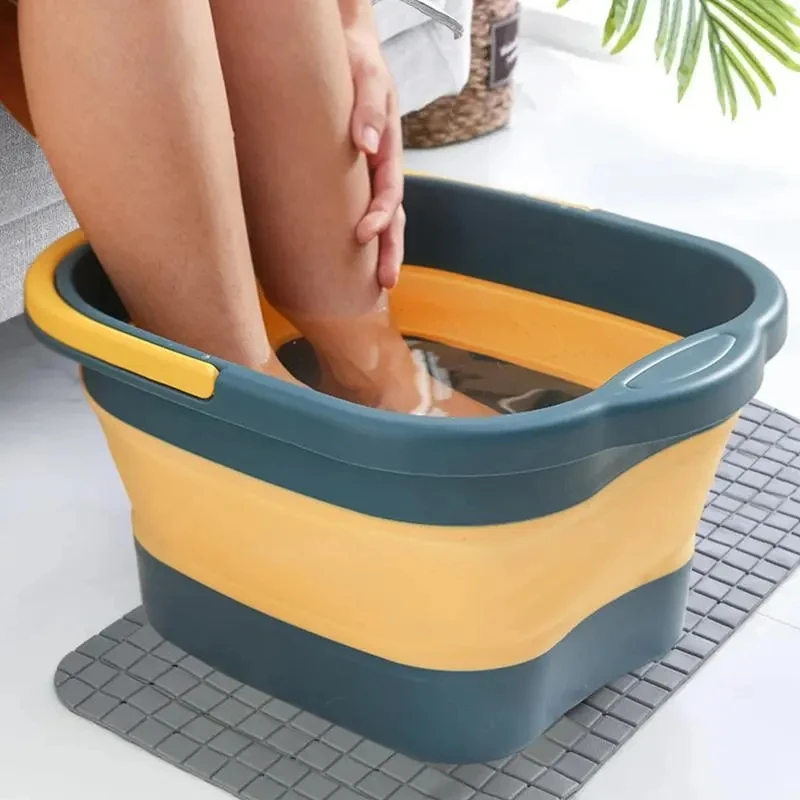 WIKHOSTAR Foldable Bucket Pedicure Tub for Feet Massage Foot Spa Basin Household Folding Basin Laundry Car Washing Bucket