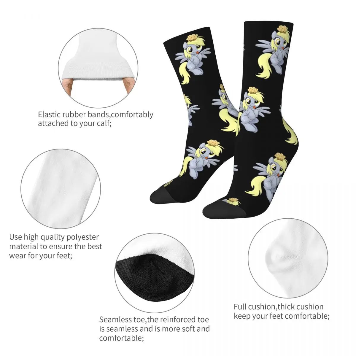 Cozy Men Socks Derpy Muffins Hooves Accessories Comfortable High Quality Stockings All Season