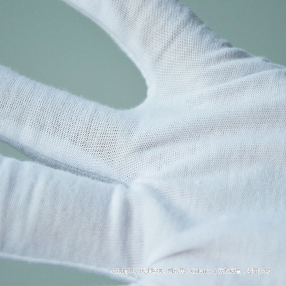

6 Pairs Cotton Gloves Ceremonial White Lengthen Industrial Work Factory Electronics
