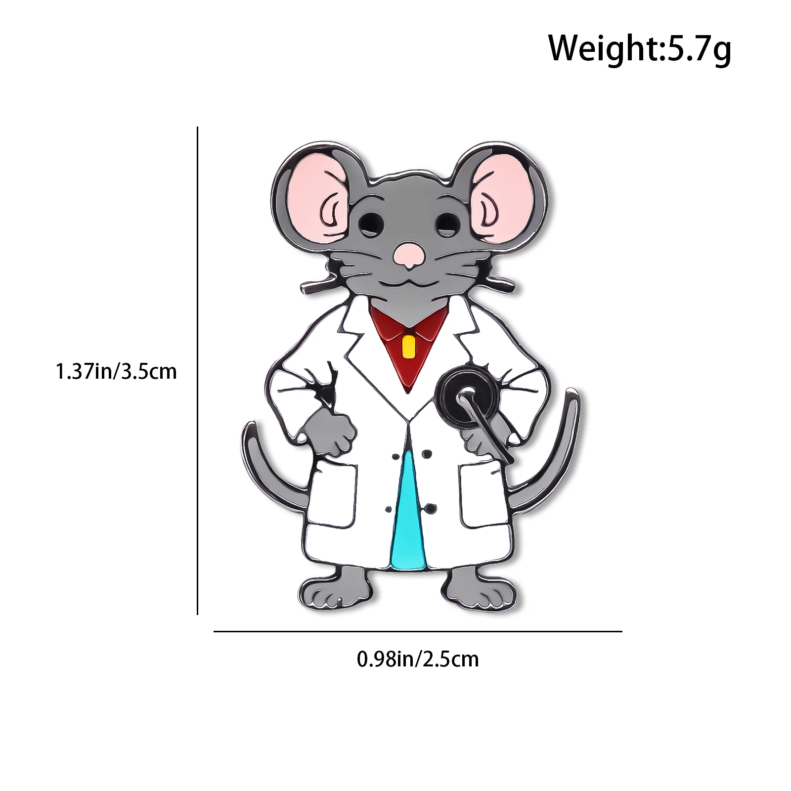 Harong New Scientist Mouse Enamel Brooch Punk Trendy Interesting Animal Lapel Pin Badge for Friend Jewelry Gift