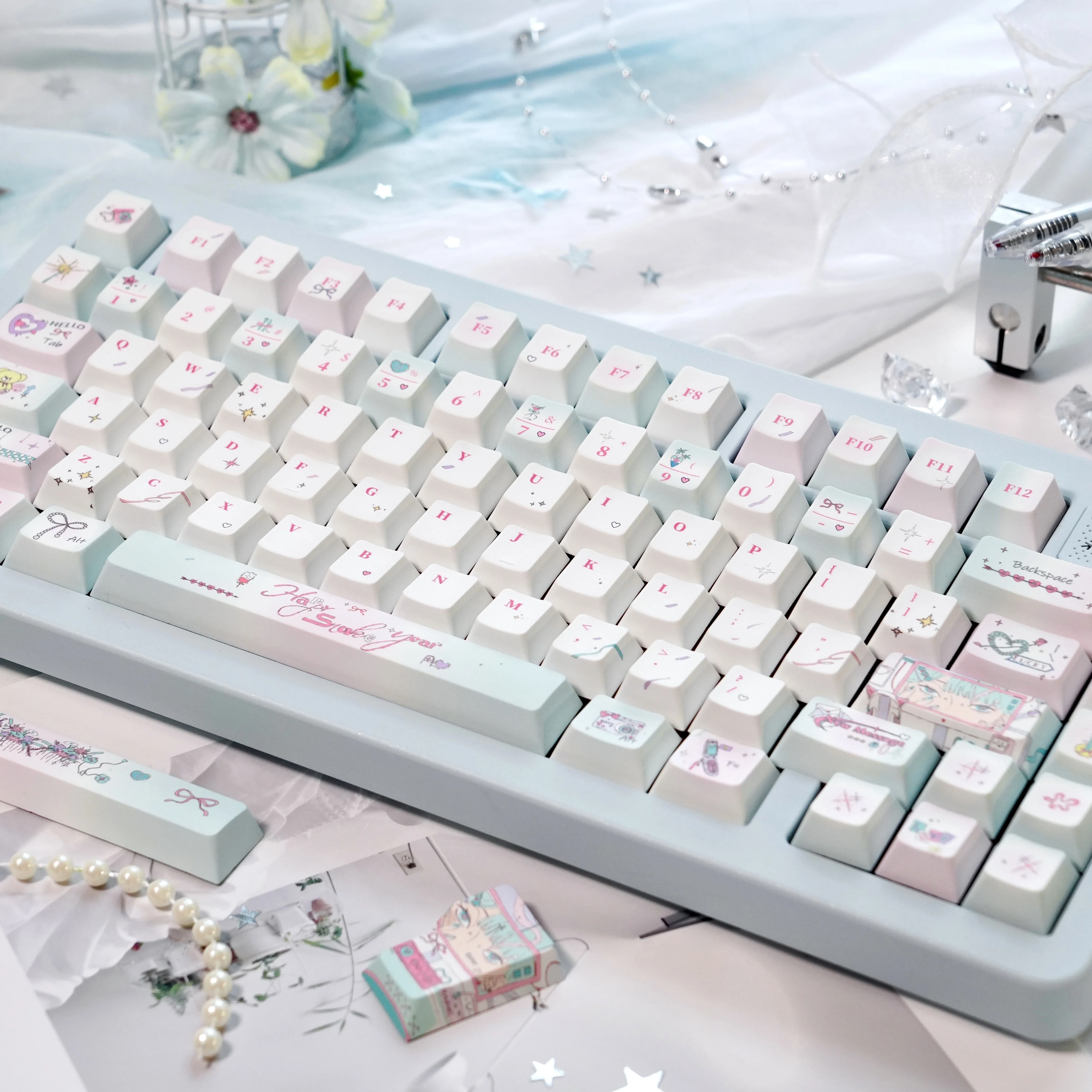 

Diffuse Light Theme Keycaps Set PBT Cherry Profile 139 Keys Custom Original Handmade Keycaps for Mechanical Keyboard Accessories