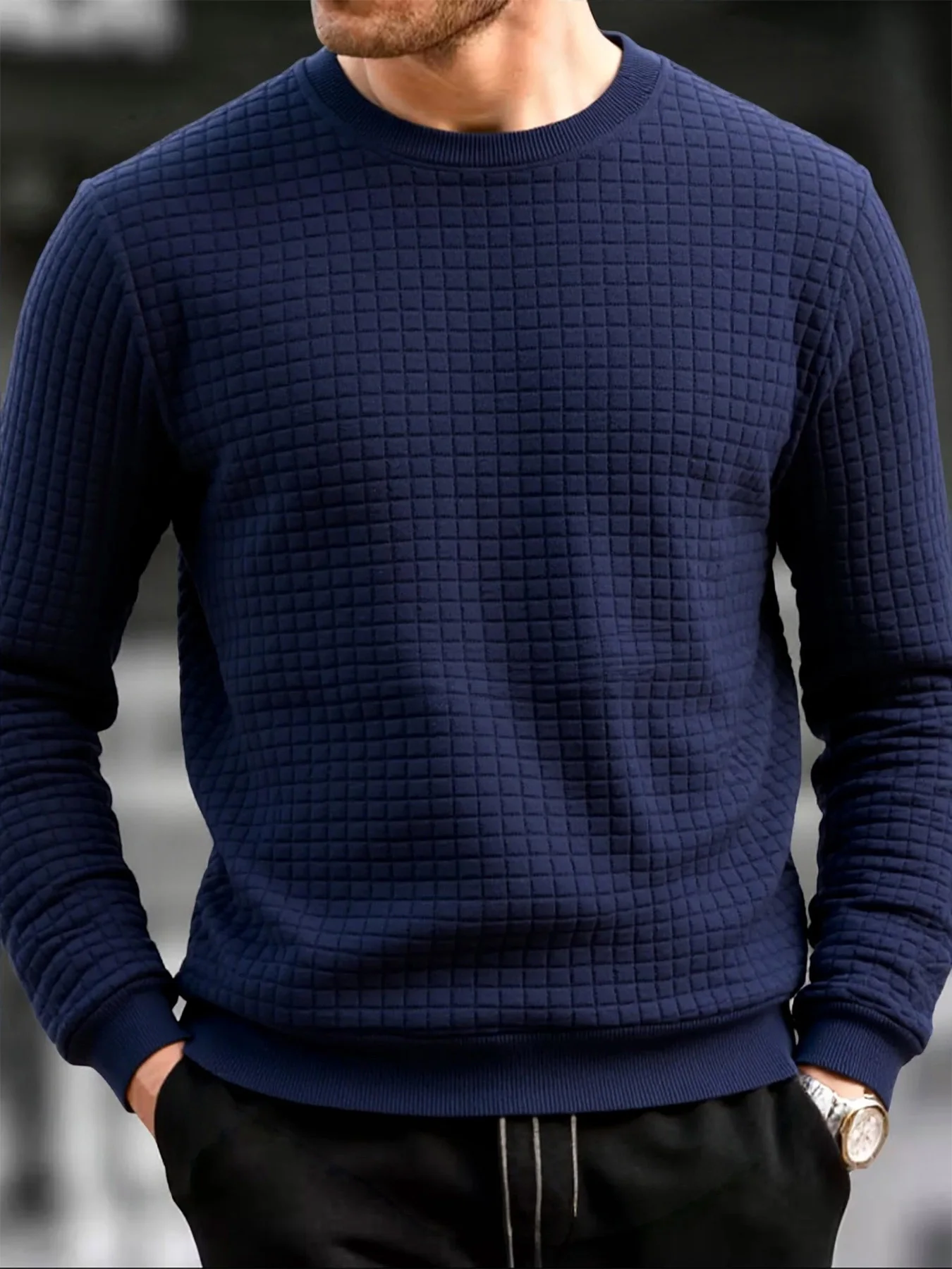 Men's Crew Neck Sweatshirts Solid Color Long Sleeve Pullover Sweatwear Spring Outdoor Casual No Hood Hoodie Jogging Tops