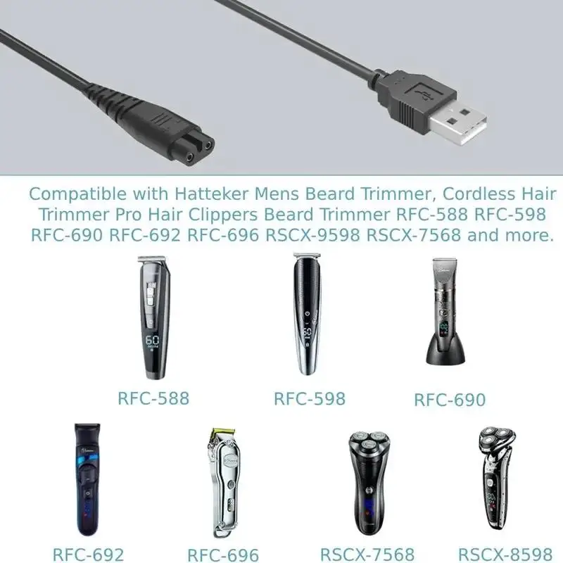 USB Charging Cable for Hatteker Hair Clipper & Trimmer – 5V Power Cord Compatible with RFC-598/588/690/RSCX-7568, Includes Bonus Cleaning Brush
