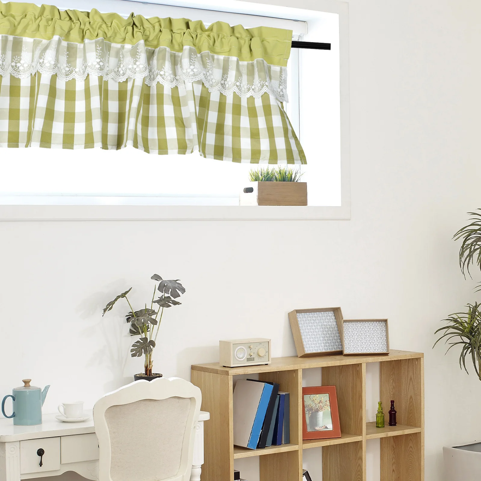 

Lace Kitchen Short Curtain Decorative Natural Fabric Home Window Treatment Privacy Energy Saving Cafe Drapes