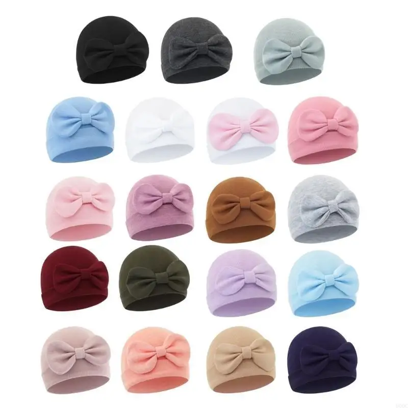 

Baby Hat Newborns Headwear Soft & Breathable Hospital Hat Sweet Bowknot Decoration Fetal Caps for 2025 Spring Fall
