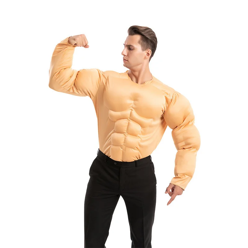 

Men Boys Funny Padded Muscle Chest Costume Shirt Outfit for Halloween Party Carnival Wear