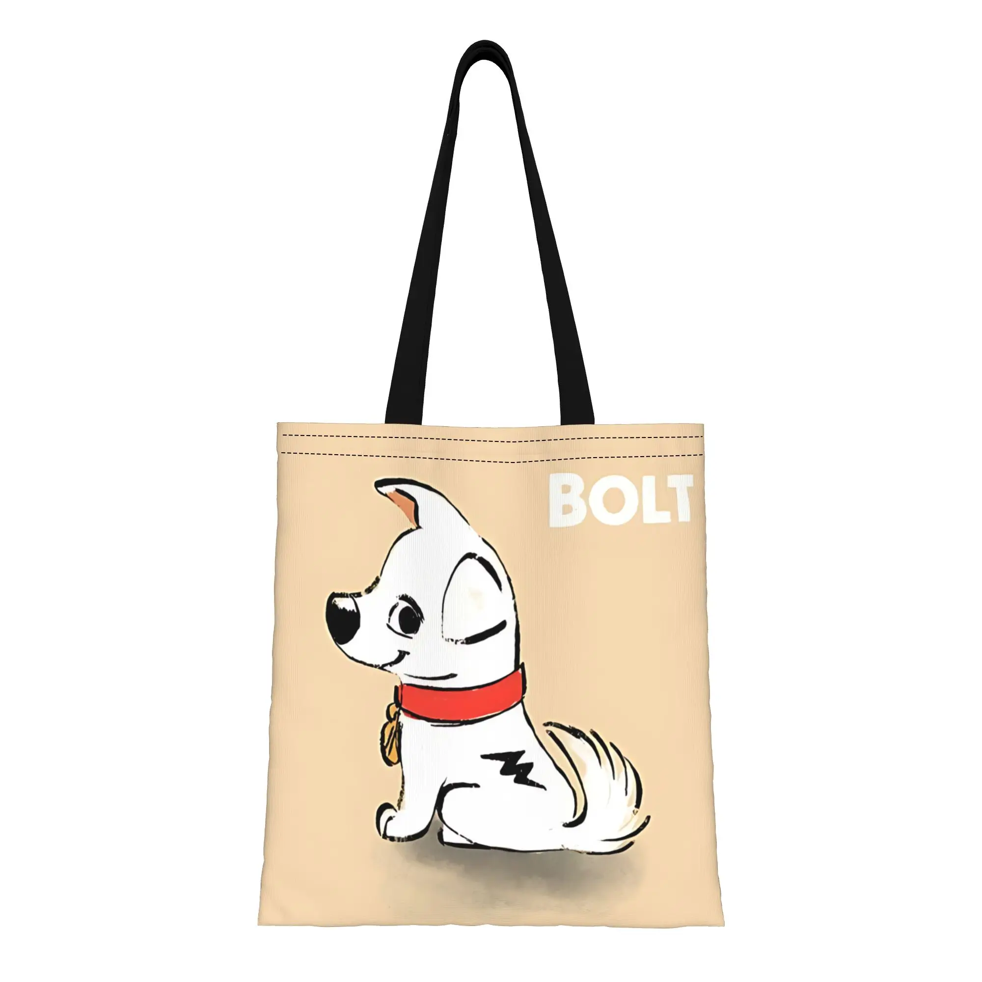 

1 шт. Большая вместительная холщовая сумка-тоут с изображением собаки Болта из мультфильма Дисней, складная, с шикарным узором, подарок на первый день в школе