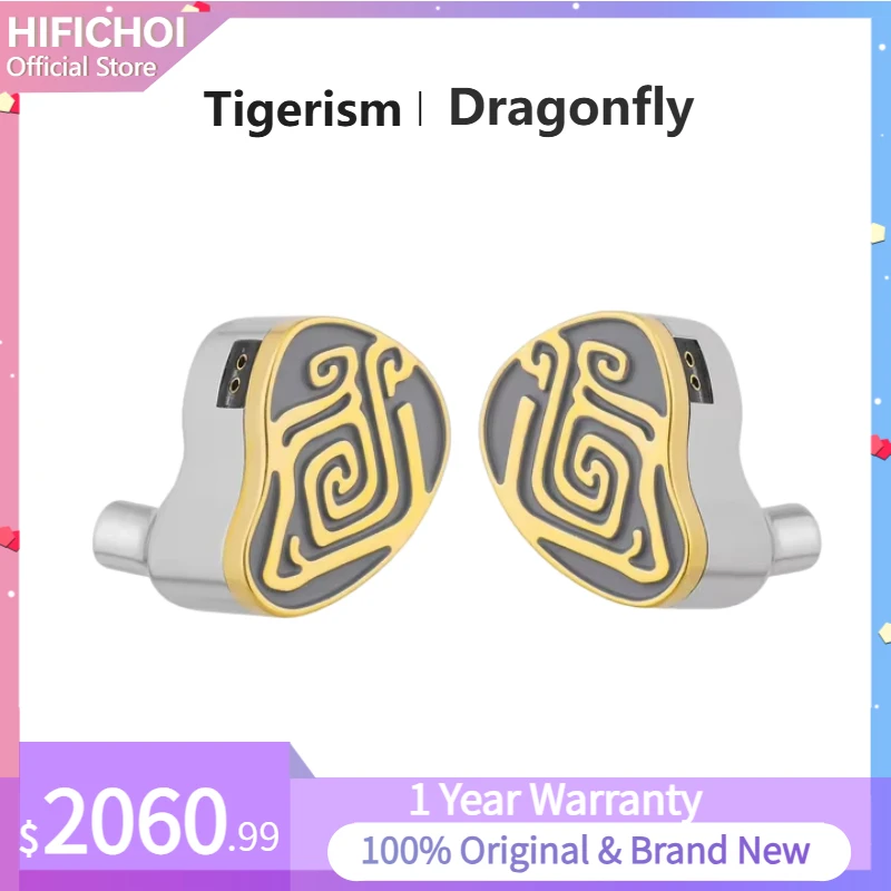 Tigerism Dragonfly HIFI Wired Monitors Earphone 16 Balanced Armature Drivers IEM In-Ear with 6-Core Monocrystalline Silver Cable