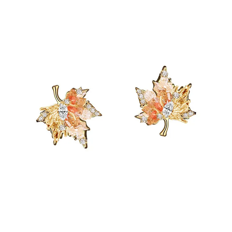 MASW Original Design Delicate Crystal Maple Leaf Earrings For Women Female Gifts Popular Accessories Fashion Jewelry