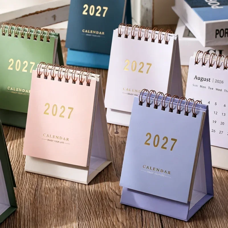 2027 Simple Calendar Small Desk Calendar Creative Coil Calendar Planner Desktop Decoration Office Stationery 2027