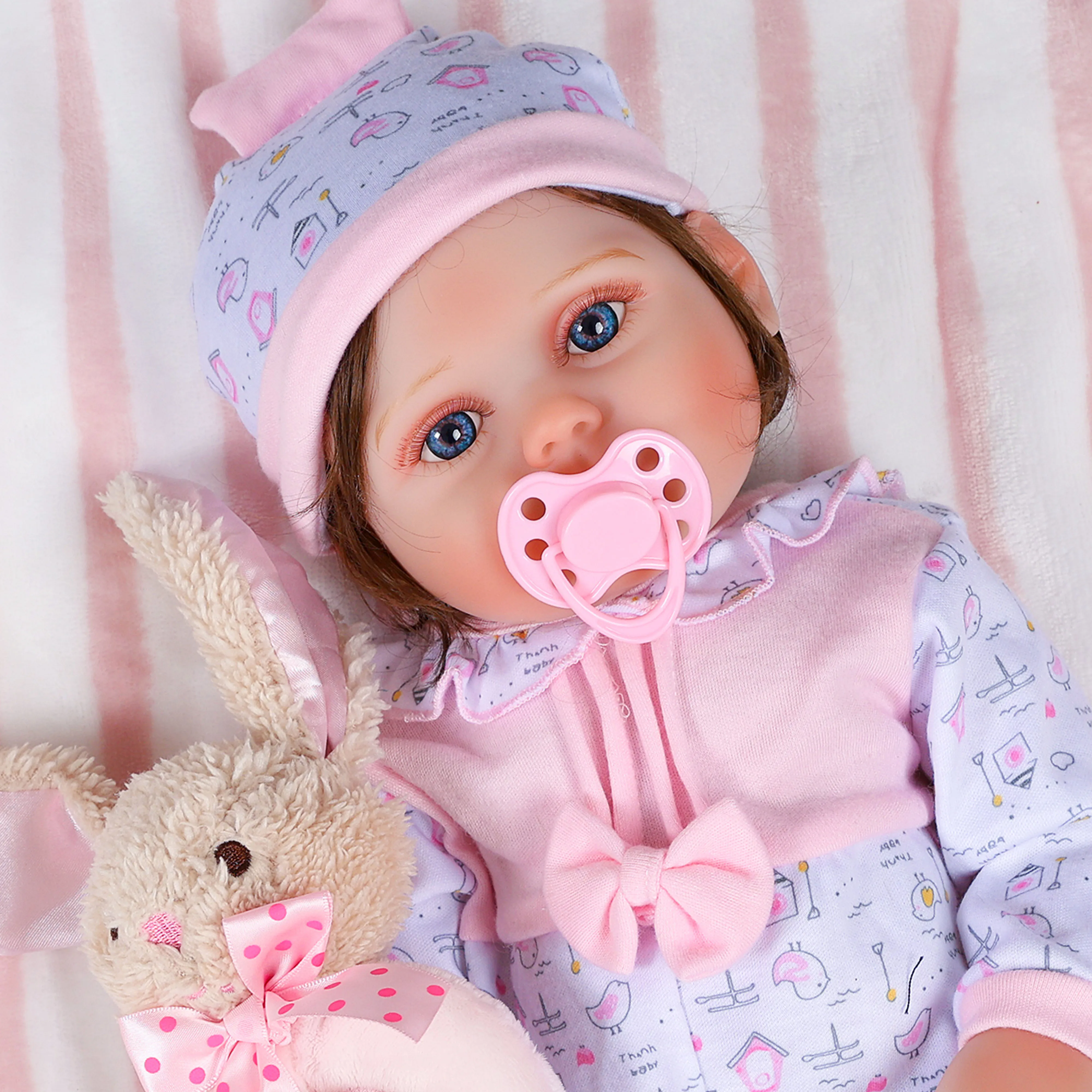 17-Zoll-Reborn-Baby, realistischer Vinyl-Körper, lebendig, für Neugeborene, fertig, mit Haar bemalt, für Kinder und Mädchen, Geschenkpuppen