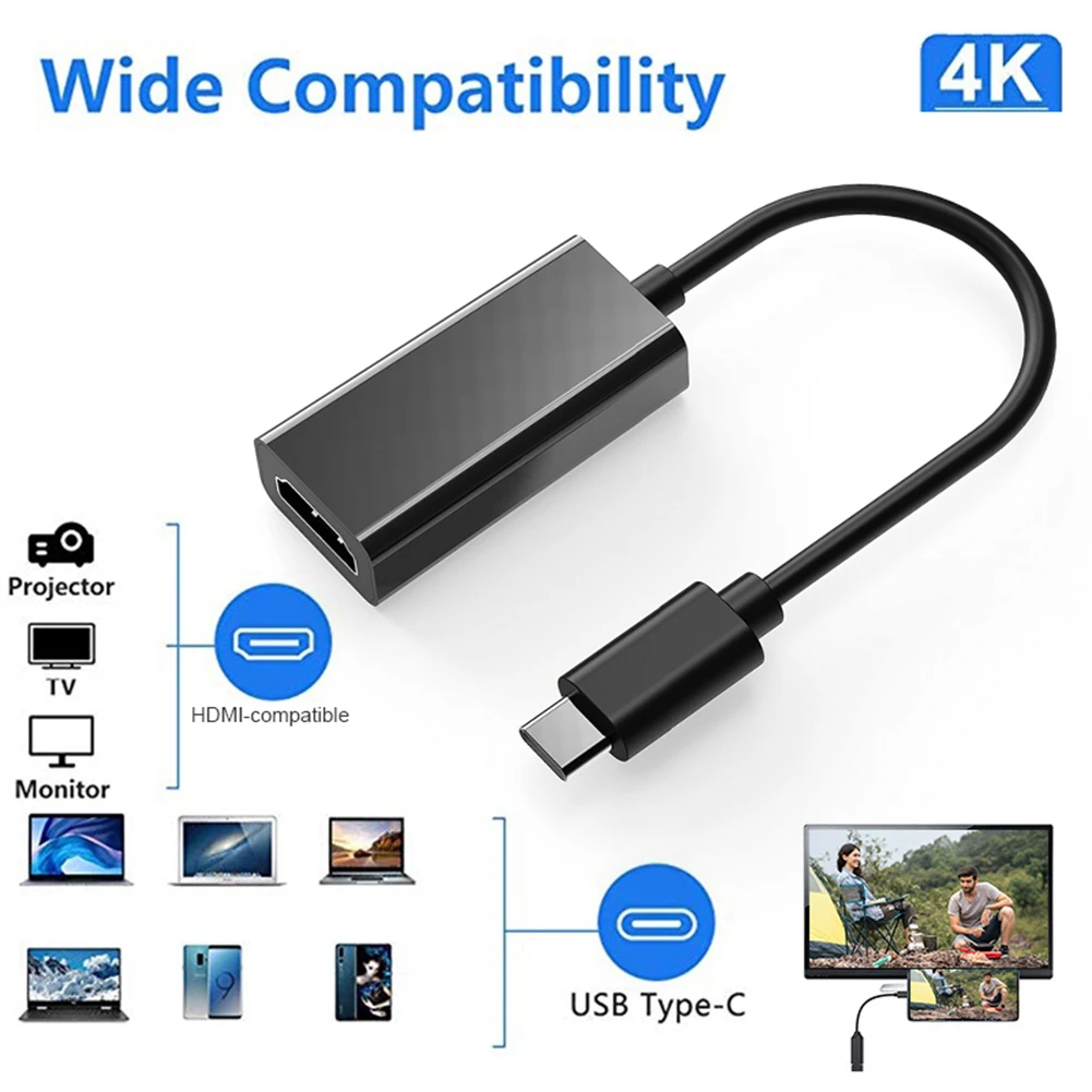 1-3PCS 4K 10Gbps USB Type C DP to HDMI-compatible Converter Cable Adapter Cord for Samsung Galaxy Android Phone Microsoft Tablet