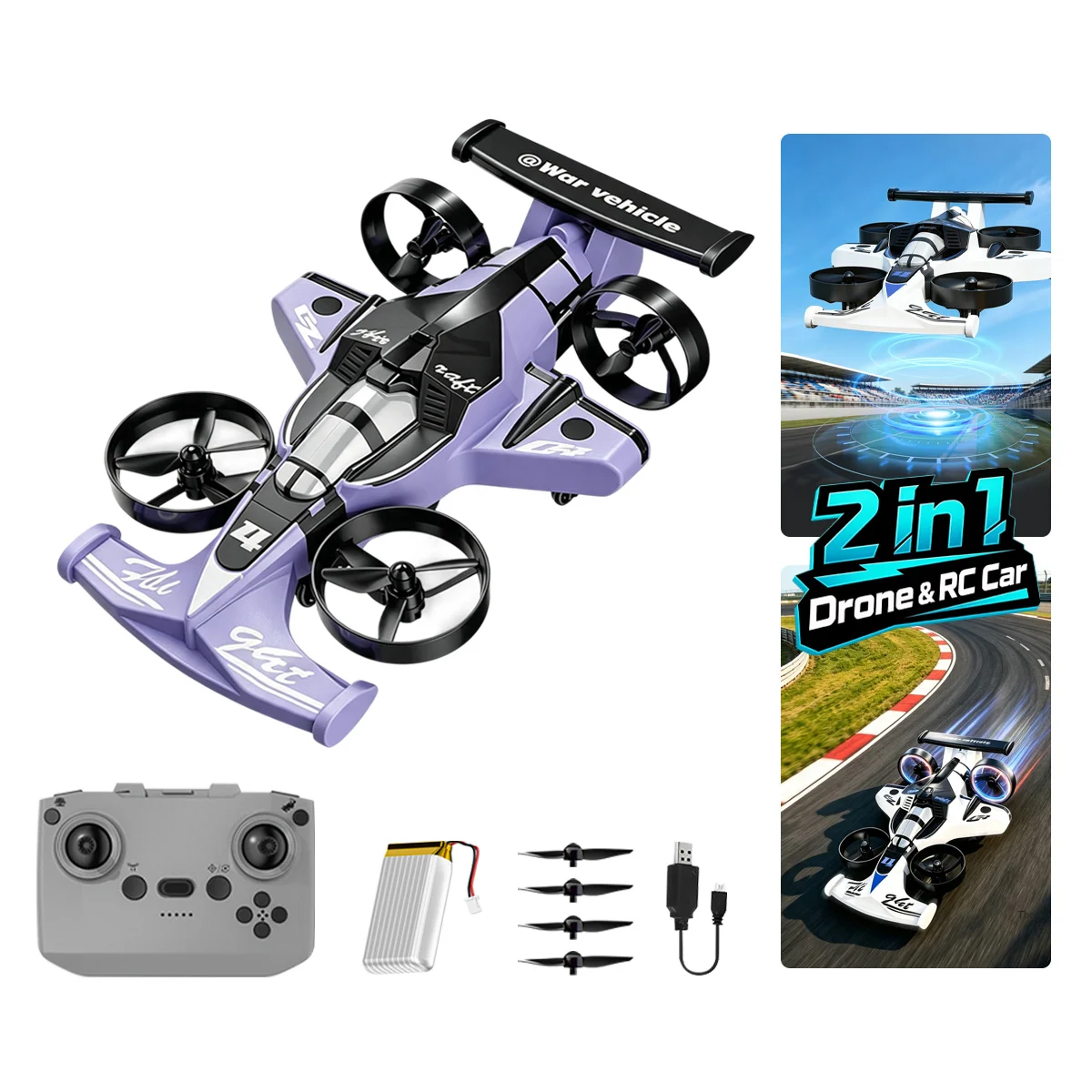 JCMO 2in1 Flying Car RC 2.4G Air-Ground Dual Mode Quadcopter Racing Professional RC Car Children Off-Road Toy Kid Adult Gifts