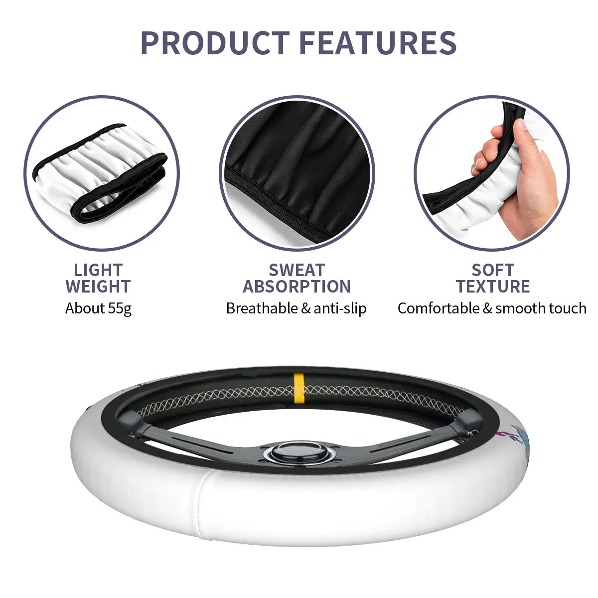 عجلة توجيه سيارة يغطي KPop شيطان الصيادين النمر المضادة للانزلاق جديلة على غطاء عجلة القيادة سيارة التصميم اكسسوارات السيارات