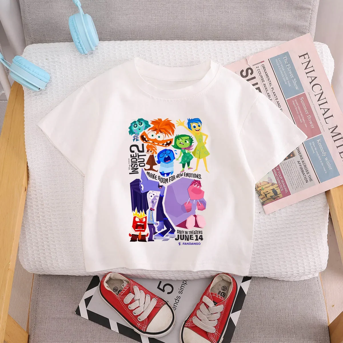 Children T-shirt Inside Out Disney Kawaii T Shirt Five Emotions Cartoons Casual Clothes Anime Tee Shirts Kid for Girls Clothing