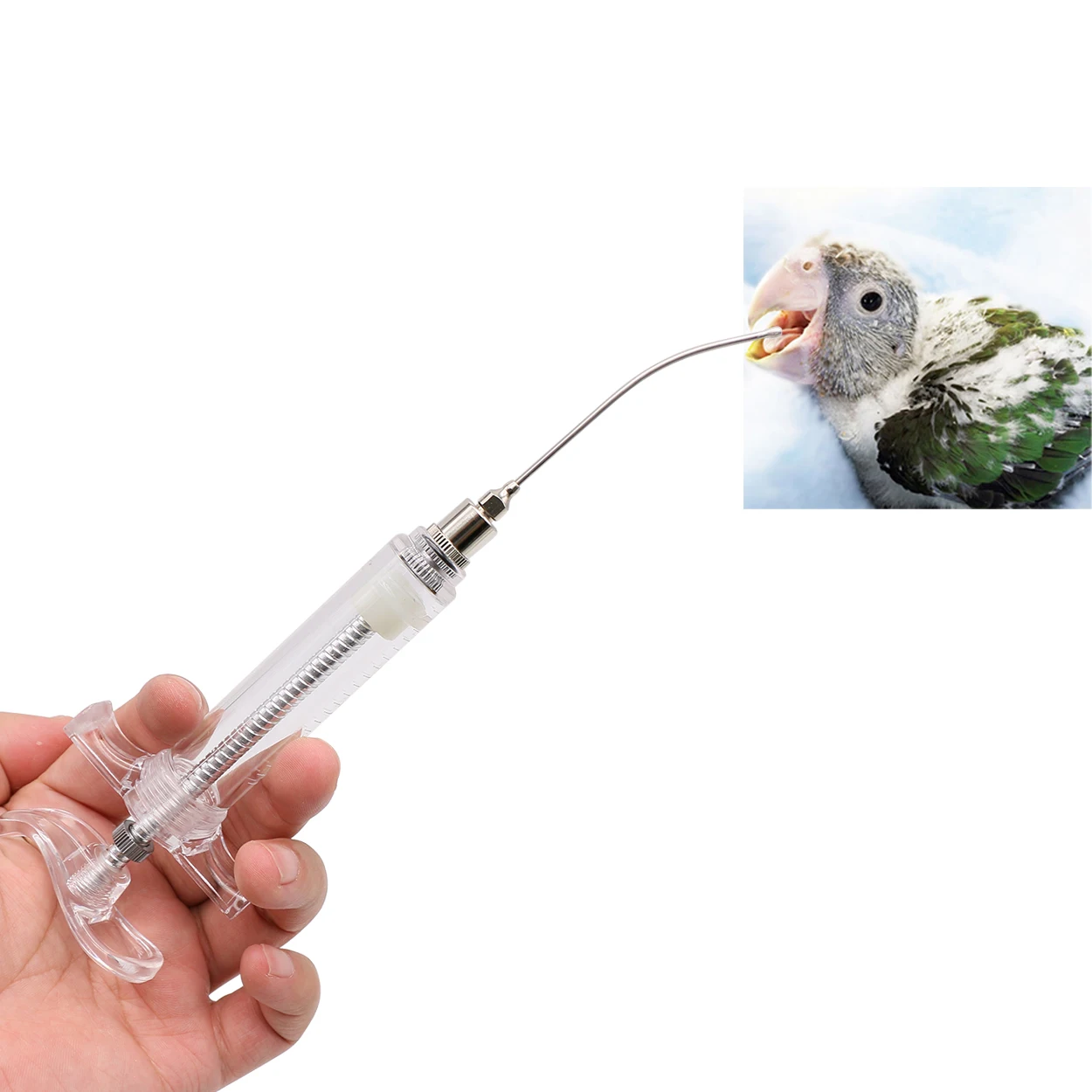 Bird Feeding Syringe Manual Feeding Metal Feeding Tube Bird Small Pet Medicine Feeder Parrot Cat Dog Small Animal Feeding Tool