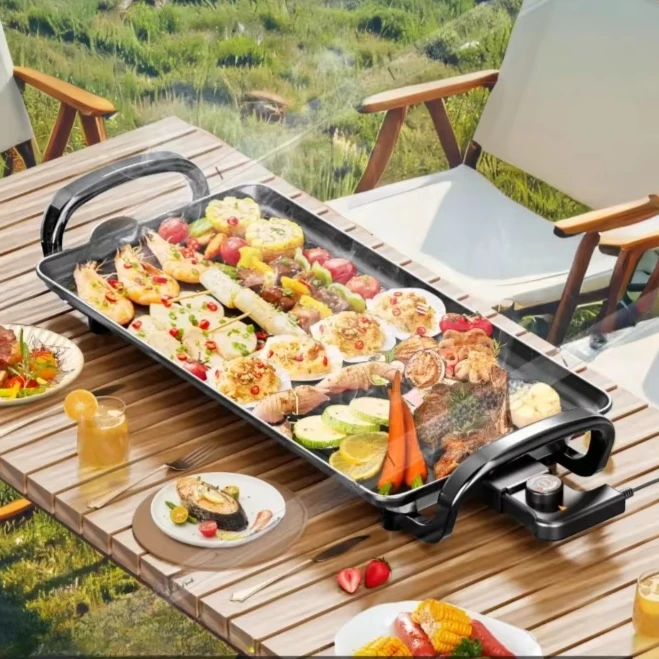 for Essential All-in-One Household Electric Barbecue Tray: Smokeless Grill, Pot & Oven for Ultimate Barbecue Experience