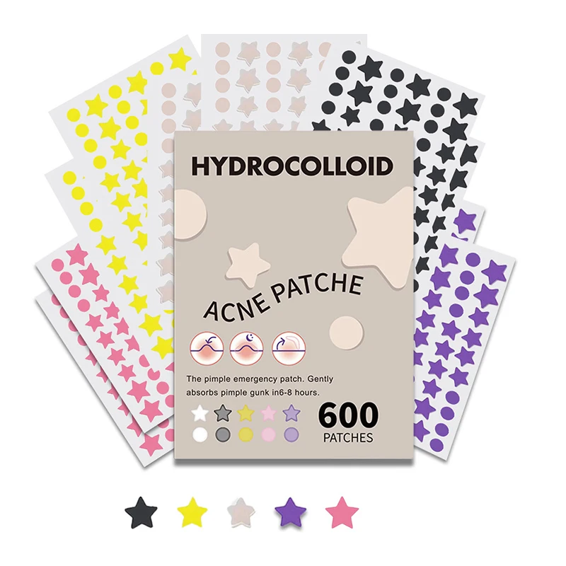 Star Pimple Patch para Remoção de Acne, Adesivos de Cuidados Com A Pele, Corretivo, Face Spot, Ferramentas De Maquiagem De Beleza, Colorido, Remoção Invisível, 600 PCs por Conjunto