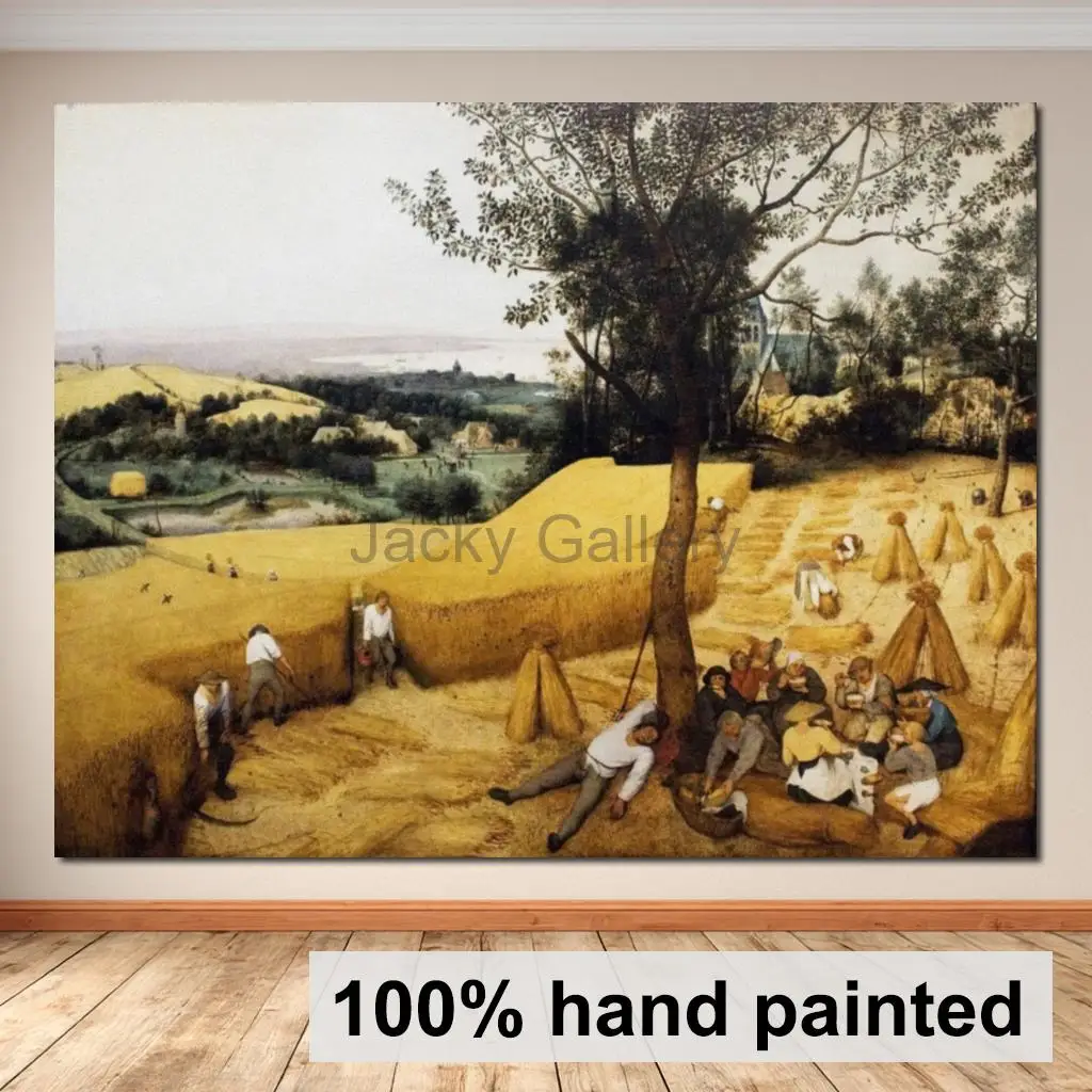 Handgefertigtes Landschaftsgemälde auf Leinwand: Erntemaschinen von Pieter Bruegel dem Älteren, Klassische Kunst, Ölgemälde, Moderne Wohnzimmer-Wanddekoration
