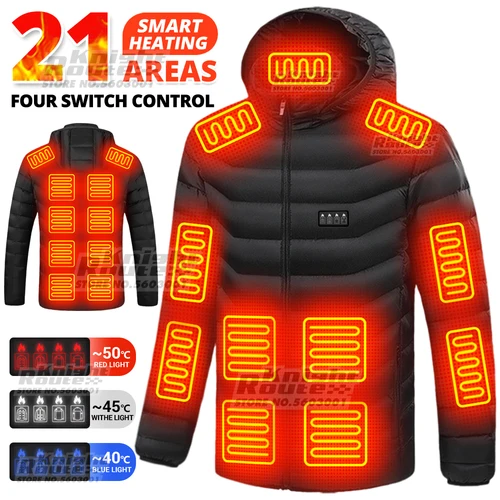 Chaqueta con calefacción de 21 áreas, chaqueta de invierno para motocicleta para hombre y mujer, chaqueta con calefacción eléctrica USB, chaleco calefactable, ropa térmica para Moto, abrigo
