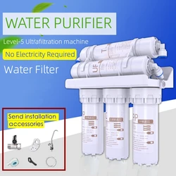 Purificador de filtro de agua, filtros purificadores de agua potable de 5 etapas, sistema de filtración de agua de cocina para el hogar con grifo