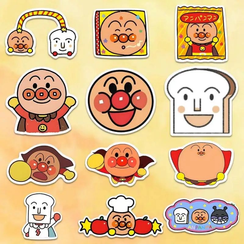 60Pcs Kawaii Anpanman Sticker Anime Cartoon Baikinman Melopanna Cute Peripheral Notebook Trunk Hand Account Decorate Kid Gifts