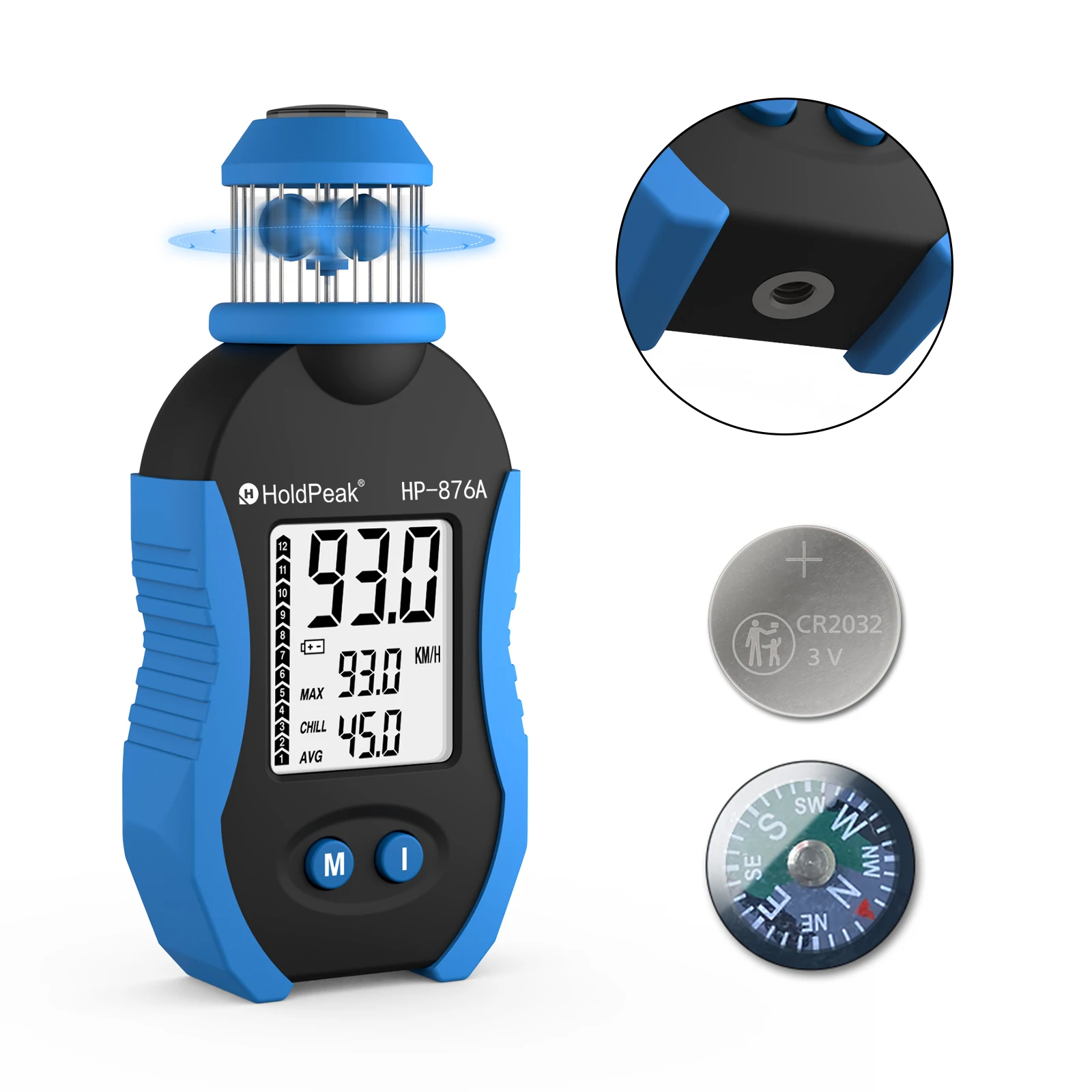 Handheld Anemometer,HP-876 Air Speed Tester Digital Wind Meter for Measuring Air Speed Volume for HVAC Vents Boat