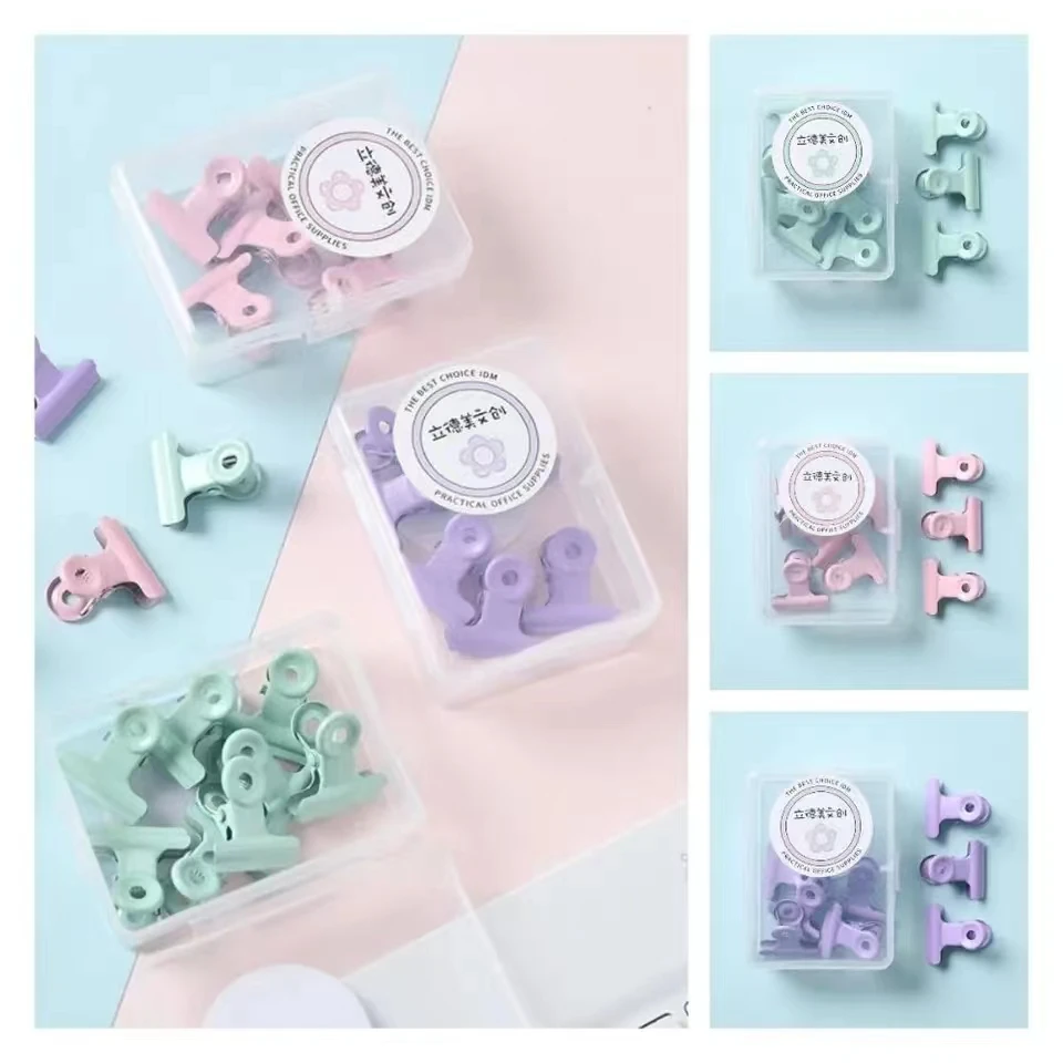 Macaron Color Dovetail Clip Ticket Clip File Folder Fixing Clips Document Metal Binder Clip Desktop Storage File Organizers