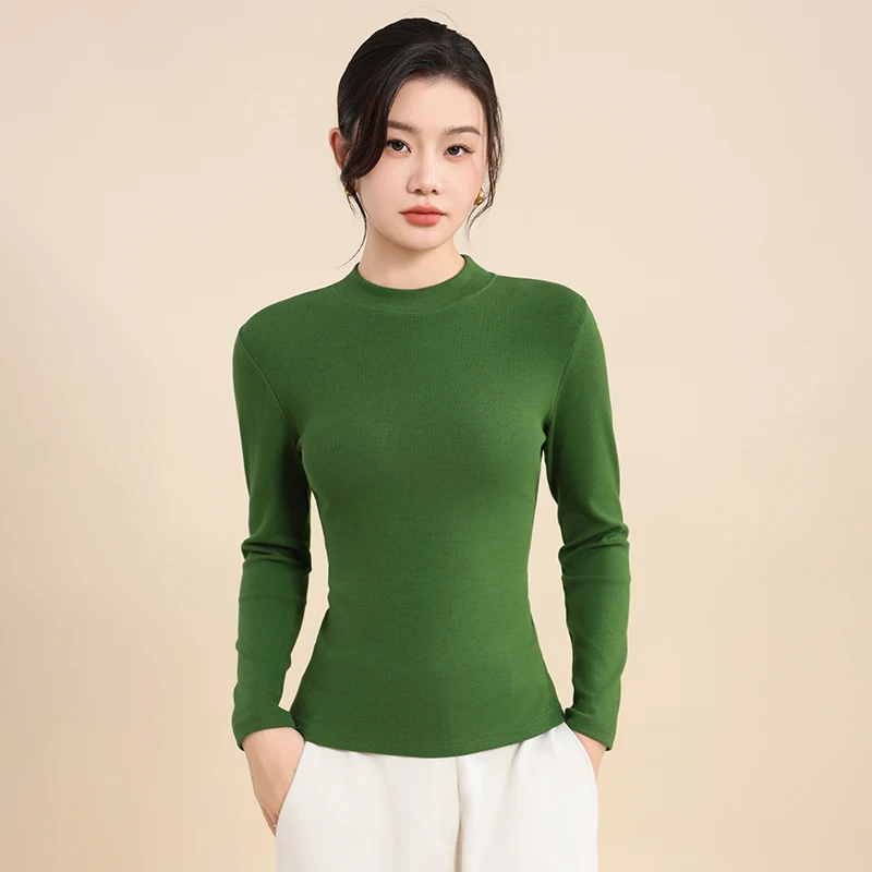 Women's self-heating bottoming shirt, slimming, slimming, warm, half turtleneck, inner wear, 2024 autumn and winter new style