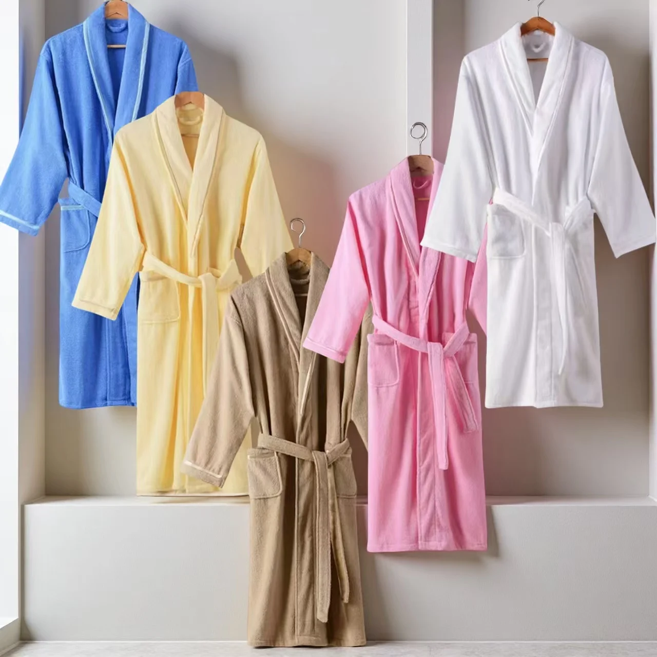 

100% Cotton Bathrobe Couple Summer Swimming Loose Nightgown Thin Embroidered Waffle Bathrobe Sleepwear Women Men Nightwear Gown