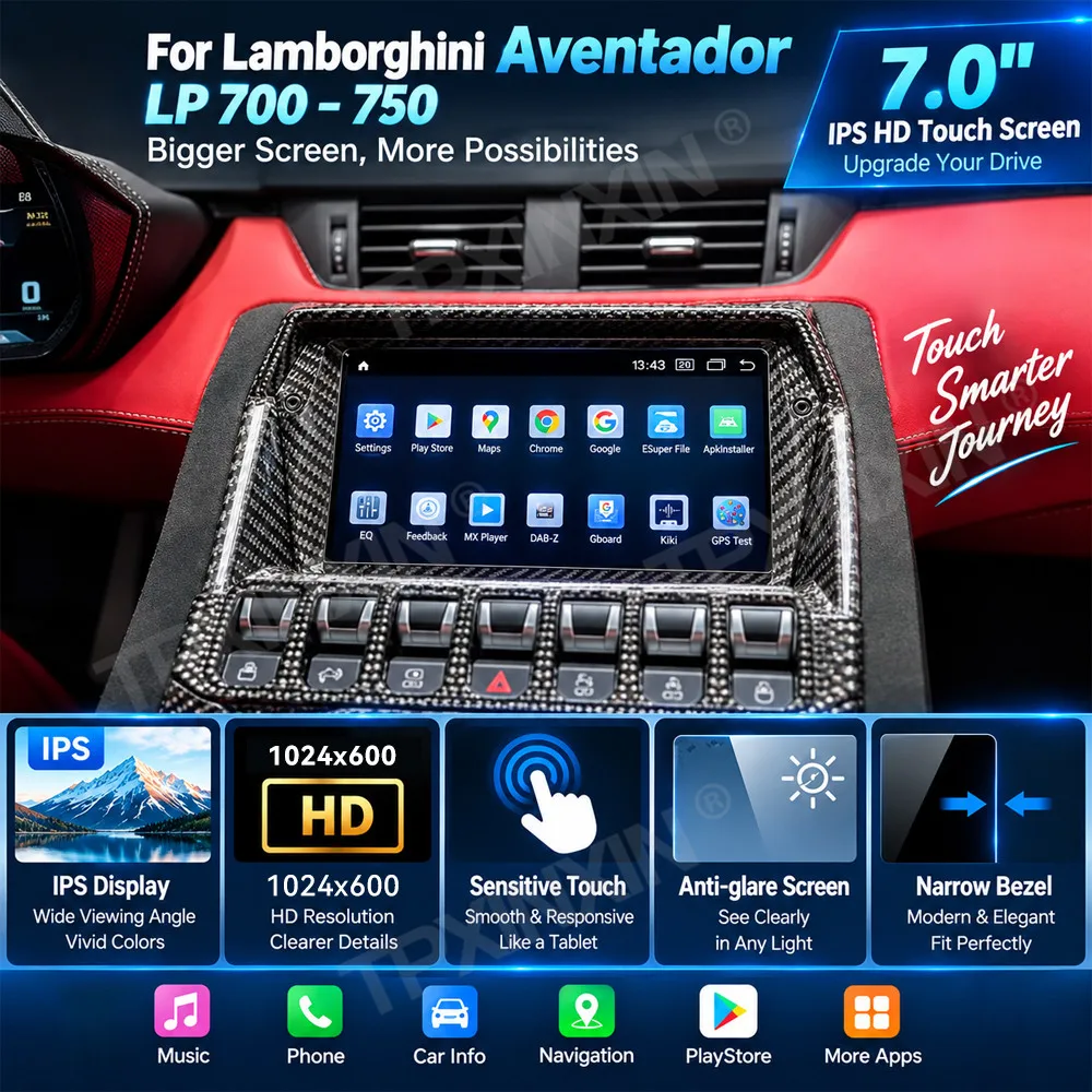 For Lamborghini Aventador LP700-4 LP750-4 SV 2011~2019 Car Stereo Radio CarPlay Android Auto GPS Navigation Multimedia Player