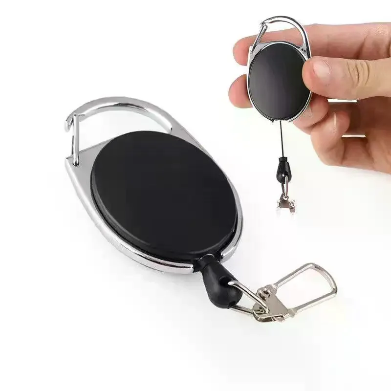 4Pcs Retractable Badge Scroll ID Badge Holder Fly Fishing Retractor Tools Elastic Key Chain Extractor Keeper Hiking Buckle Key