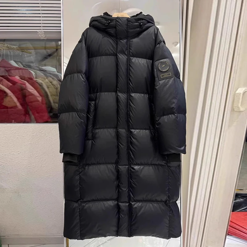 

Trendy Mid-Length Over-Knee Shiny down Cotton Jacket Women's Winter New Black Bread Cotton Coat Korean Style Loose Fit