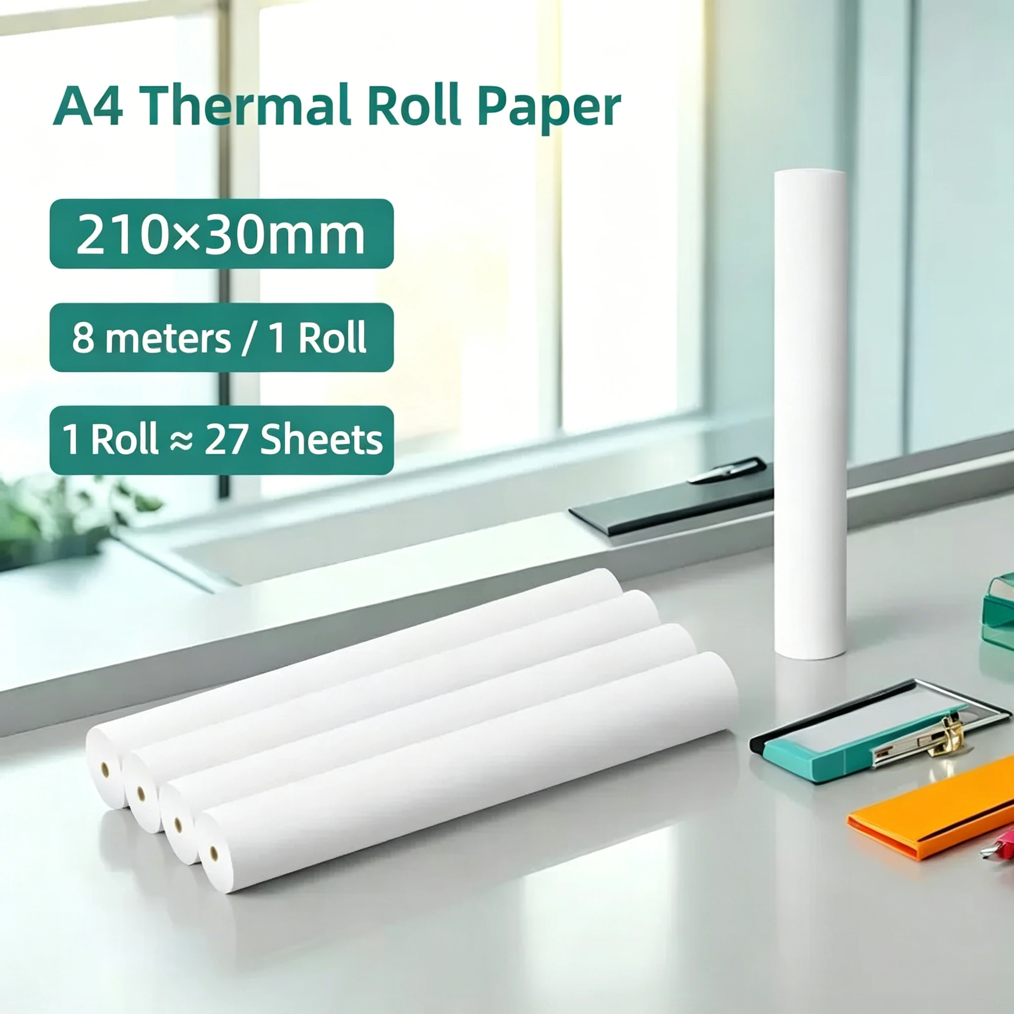 1-10Rolls A4 Thermal Paper Thermal Printing Paper 210*30mm for A4 Wireless Bluetooth A40/X8 Printer Paper Roll