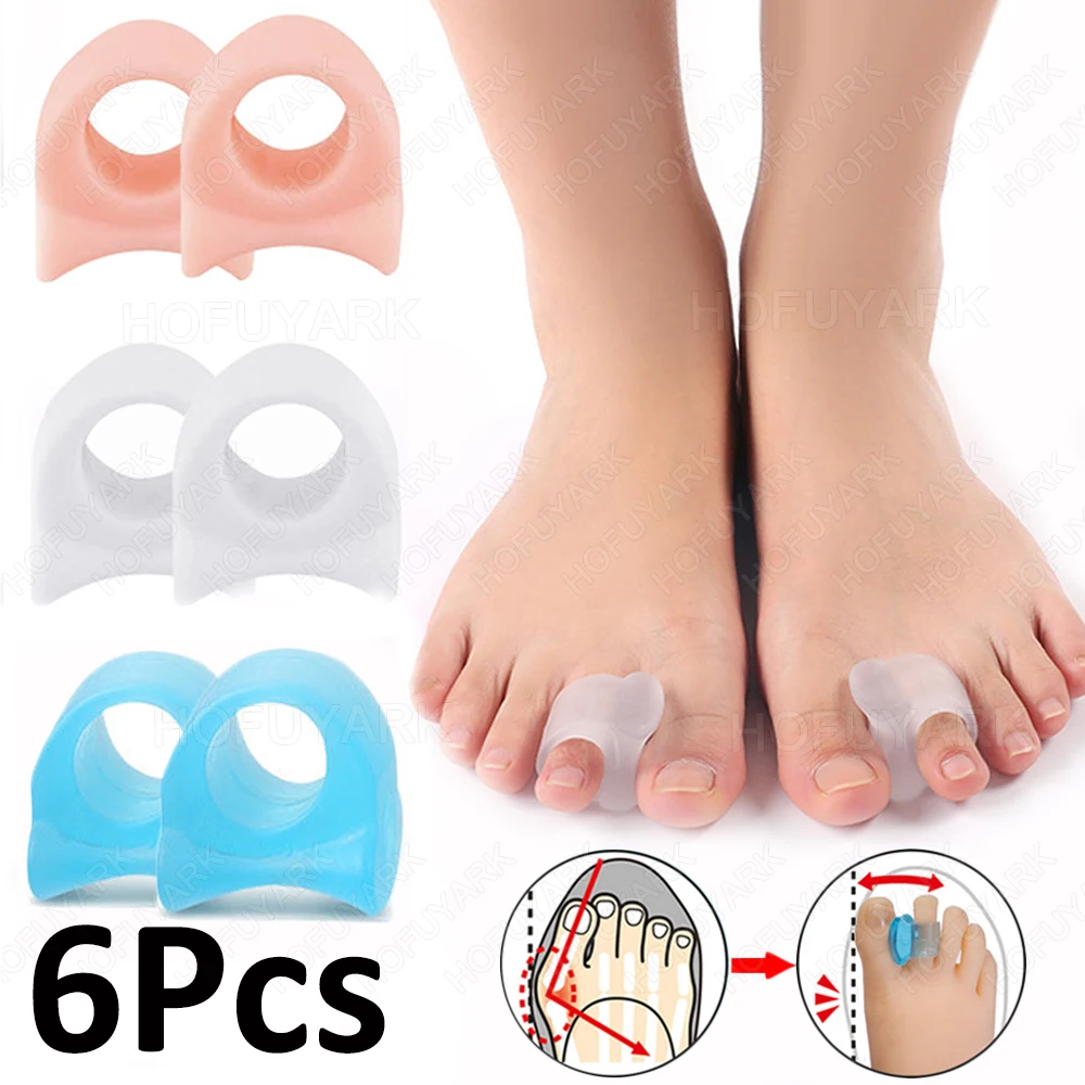 3Pairs Silicone Toe Separators Soft Gel Toes Correcting Pads Comfortable Orthopedic Foot Care For Overlapping Toes And Bunions
