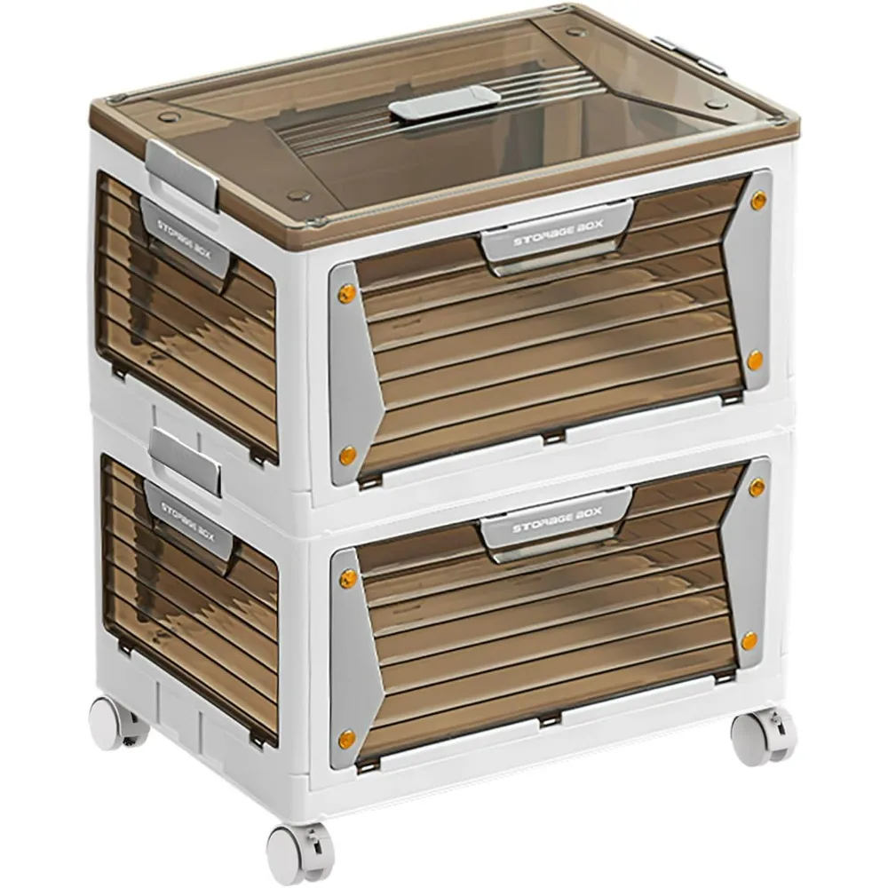 

Plastic Storage Bins,Stackable Storage Organizer With Wheels,Storages Containers with Lids,Collapsible Storages Box