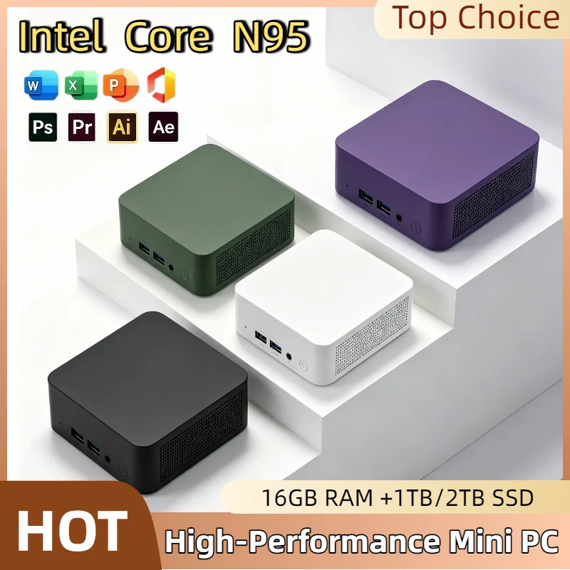 N95 Intel Mini PC 16GB DDR4 2TB NVMe SSD Triple 4K Display WiFi6 Efficient Cooling Remote Office Home Work