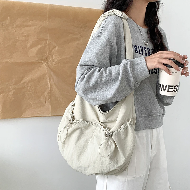 

College Student Class Commuting Bag Large Capacity Casual Korean Nylon Bag Large Capacity Female Crossbody Shoulder Bag Tote Bag