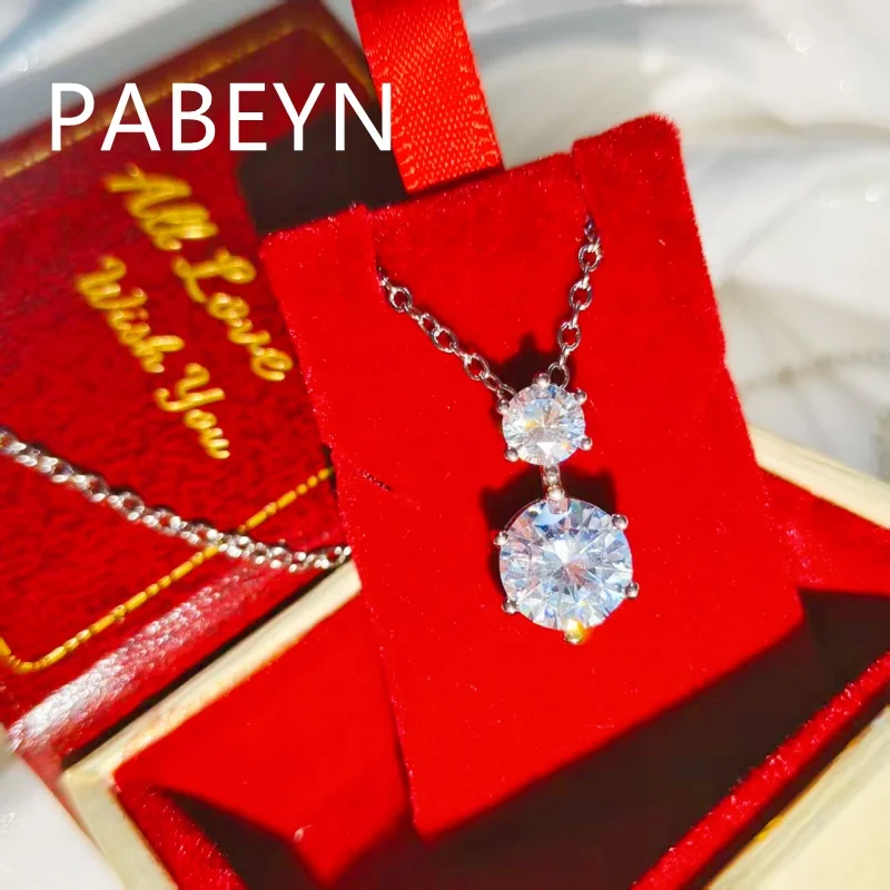 925 Silver Round Zircon Necklace. Brilliant Twin Stones, Secure Six-prong Setting. Chic, Sophisticated, and Eye-catching Piece