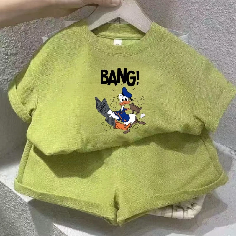 

Summer Baby Boy Cotton Clothes Set Kid Girls Disney Donald Duck T-shirts and Shorts 2 Pieces Suit Children Short Sleeve Outfits
