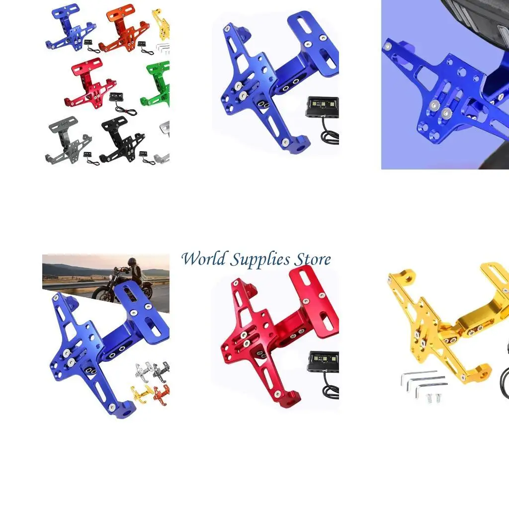 

G6KC Adjustable Angles Motorcycle License Plate Frame with Built In LED Light set