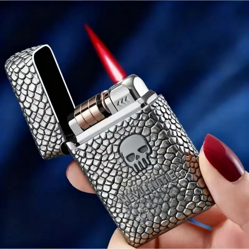 Draagbare Metalen Inductie Ontsteking Sigarettenaansteker Heren Boutique Gift Butaangas Aansteker Winddicht Aansteker Ongebruikelijke Aanstekers