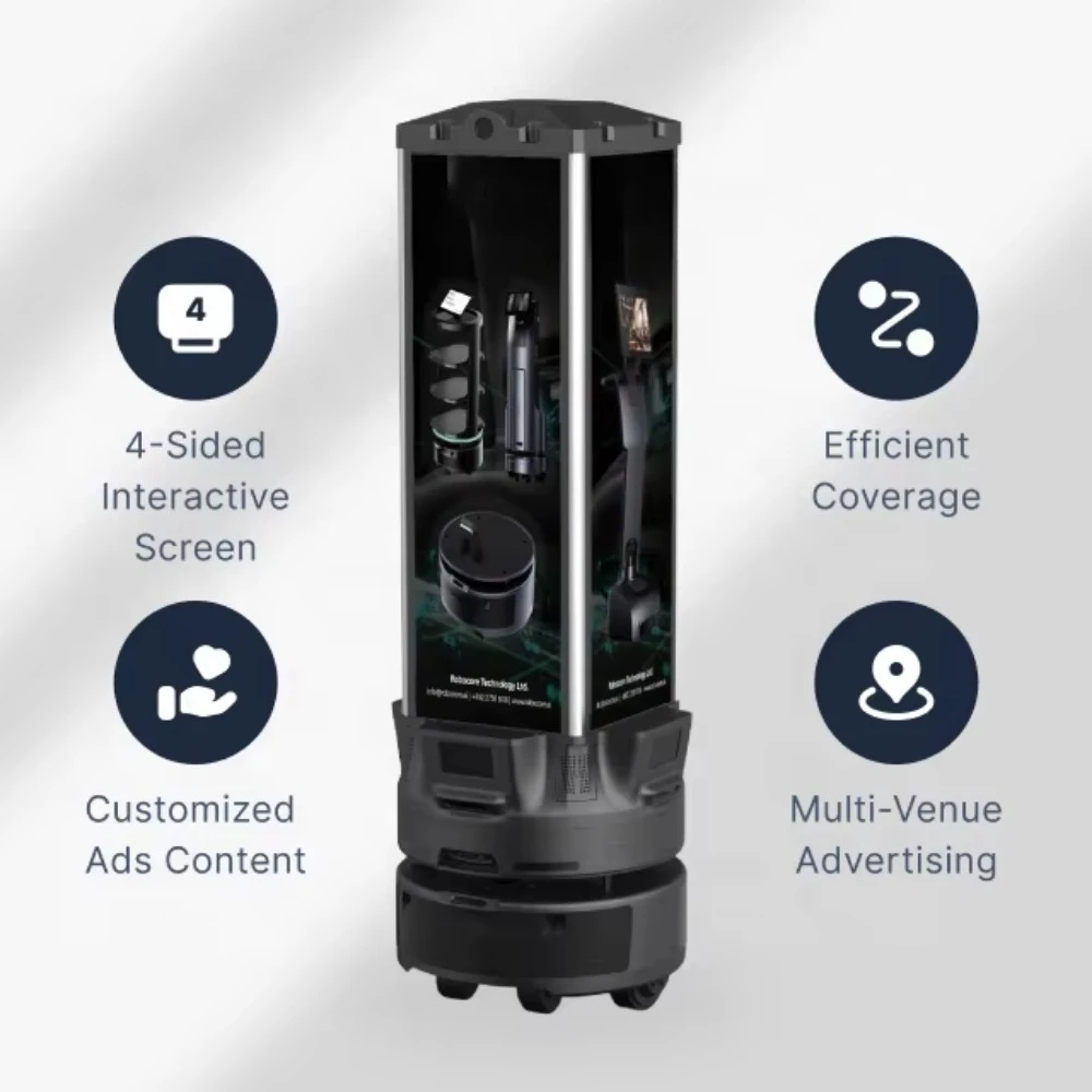 Temi Autonomous Mobile Advertising Robot with Remote & App Control Four-Side LED Screen Customizable Ads Auto Play