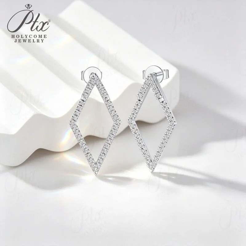 Ohrstecker mit Volldiamanten aus Moissanit, runder Schliff, 925er Sterlingsilber, 18 Karat vergoldet, für den täglichen Gebrauch, Charms, edler Schmuck, Geschenke – Detail 5