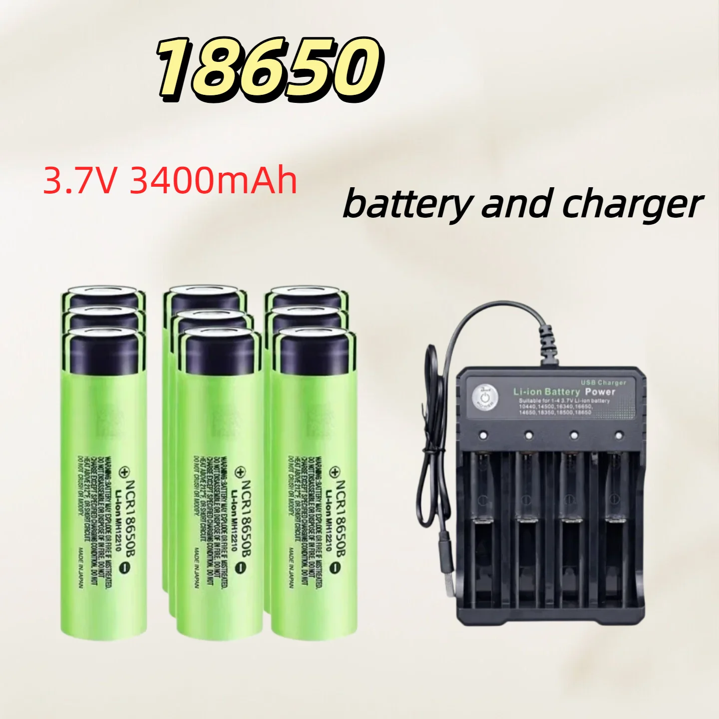 

4-20PCS NCR18650B 3.7V 3400mAh Rechargeable Li-ion Battery 34B For Flashlight Torch With USB Charger